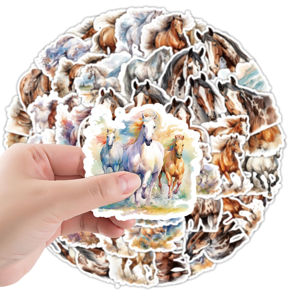50Pcs Horse Stickers Pack, Waterproof Vinyl Stickers For Water Bottle, Hydro Flask, Journal, Scrapbook, Laptop, Kindle, Skateboa